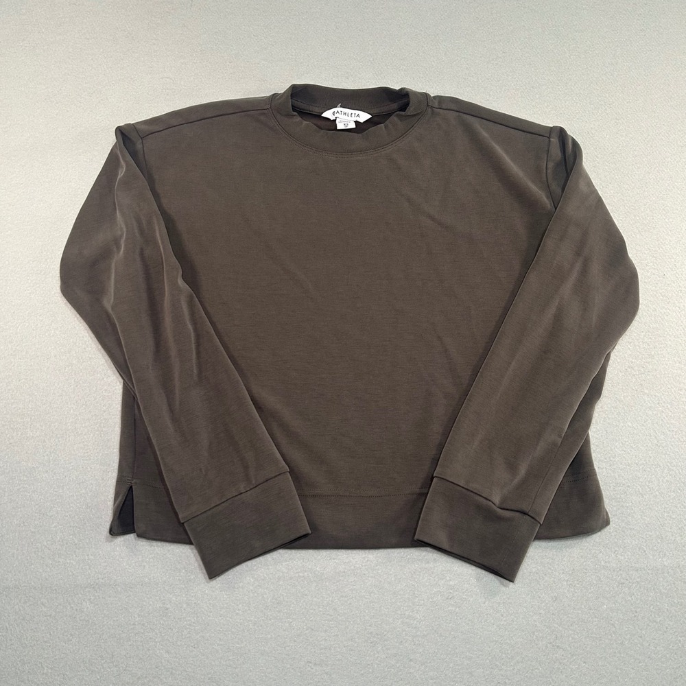 Athleta Pullover Sweatshirt Womens XS Charcoal Tencel Modal Long Sleeve Seasoft